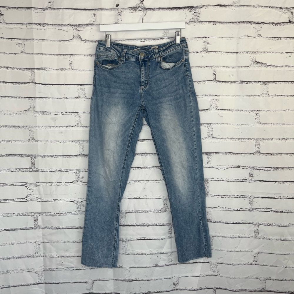 Seven7 Slim Straight Jeans Cropped Light Wash Women’s 10 Mid Rise Stretch Denim